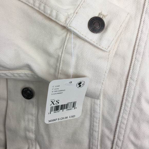 NWT Free People Jolene Trucker Denim Jacket in Ecru Size XS $128 - Picture 12 of 15